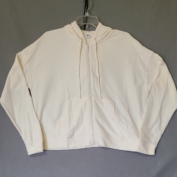 Old Navy Tops - OLD NAVY Women's Cream Full Zip-Up Hoodie - Size Medium